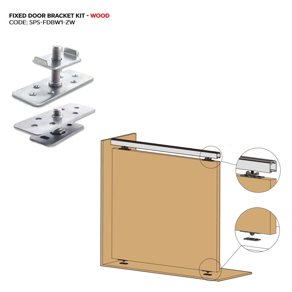 Fixed Door Bracket Kit - Wood (for Sliding partition system)