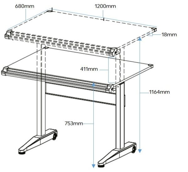 Smart Lift Drawing Table - Gas Lift (With Table Top)